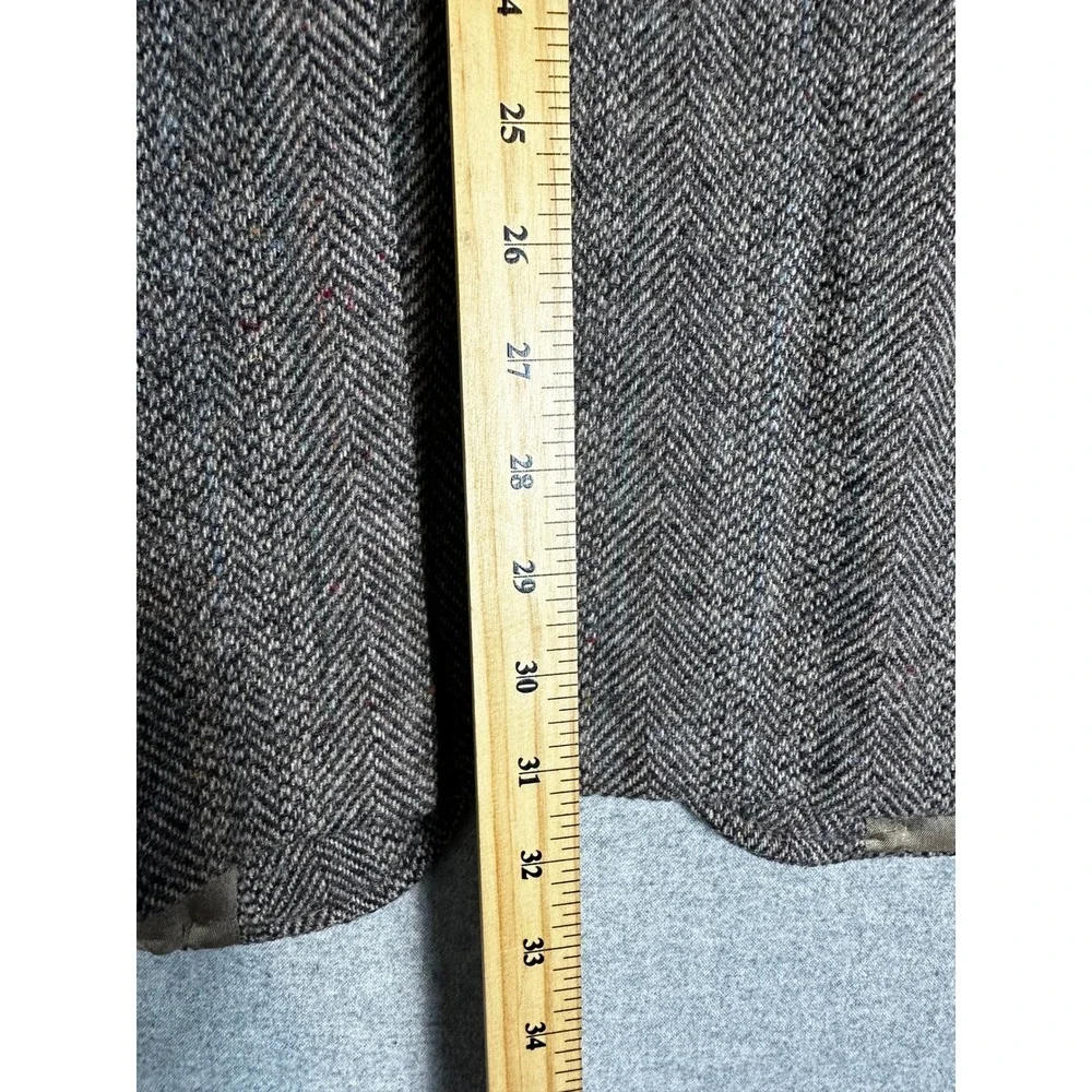 Vintage Tweed Blazer Mens 50 Brown Unstructured Wool Herringbone Jacket